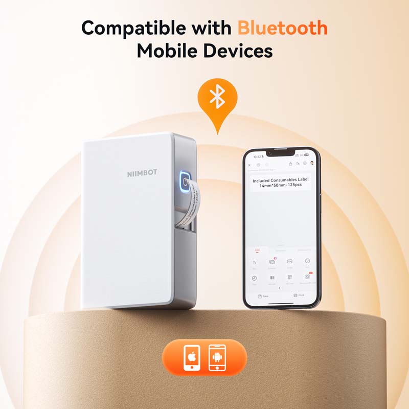 NIIMBOT N1 thermal transfer name-label printer with Bluetooth mobile app
