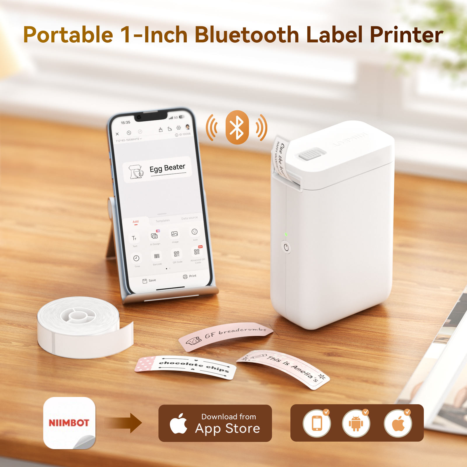 NIIMBOT D101 compact Bluetooth label printer