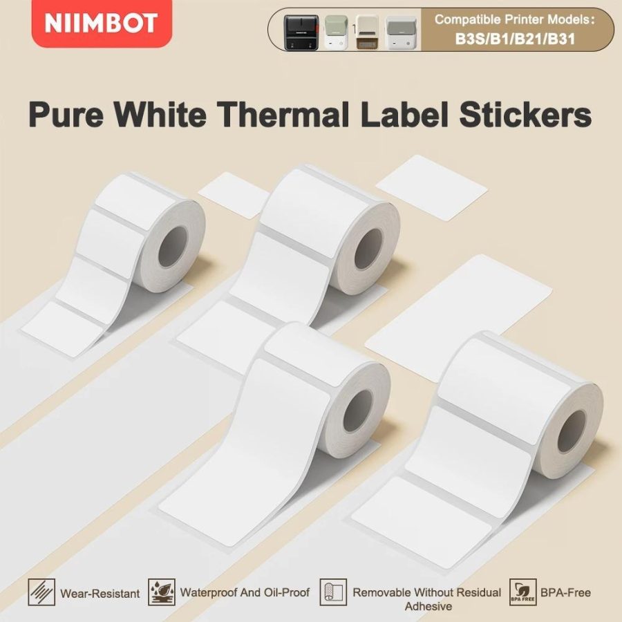 niimbot b21/b1/b3s/b31/k3/m2 white sticker