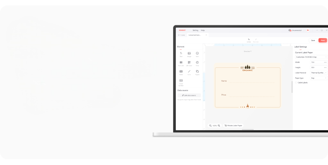 NIIMBOT mobile app interface
