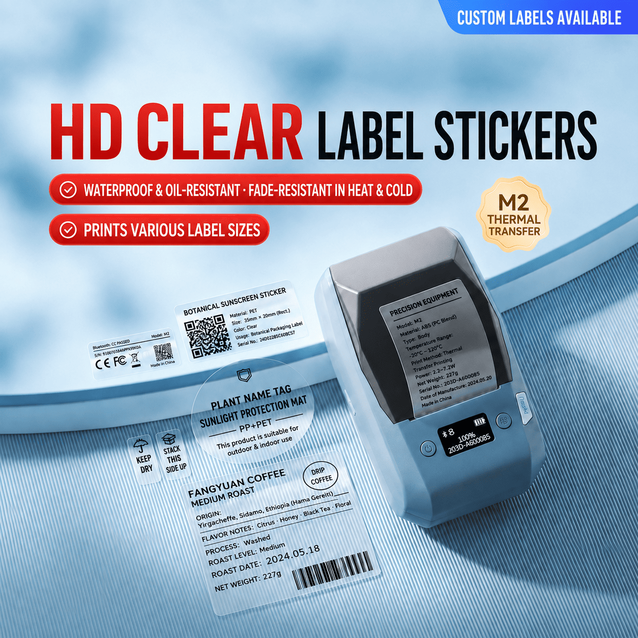 NIIMBOT transparent label stickers